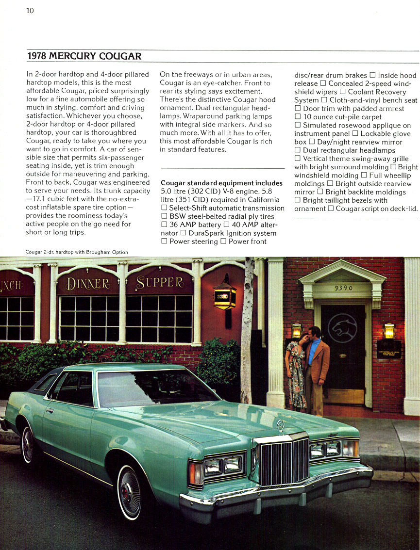 1978 Mercury Cougar Brochure Page 9